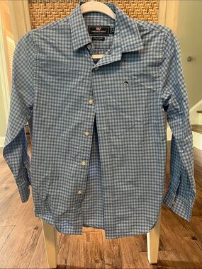 Vineyard Vines Light Blue Gingham Button-Down Shirt